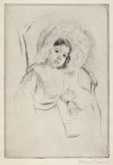Mary Cassatt - Margot in a Floppy Bonnet Leaning against a Chair, um 1902, um 1902